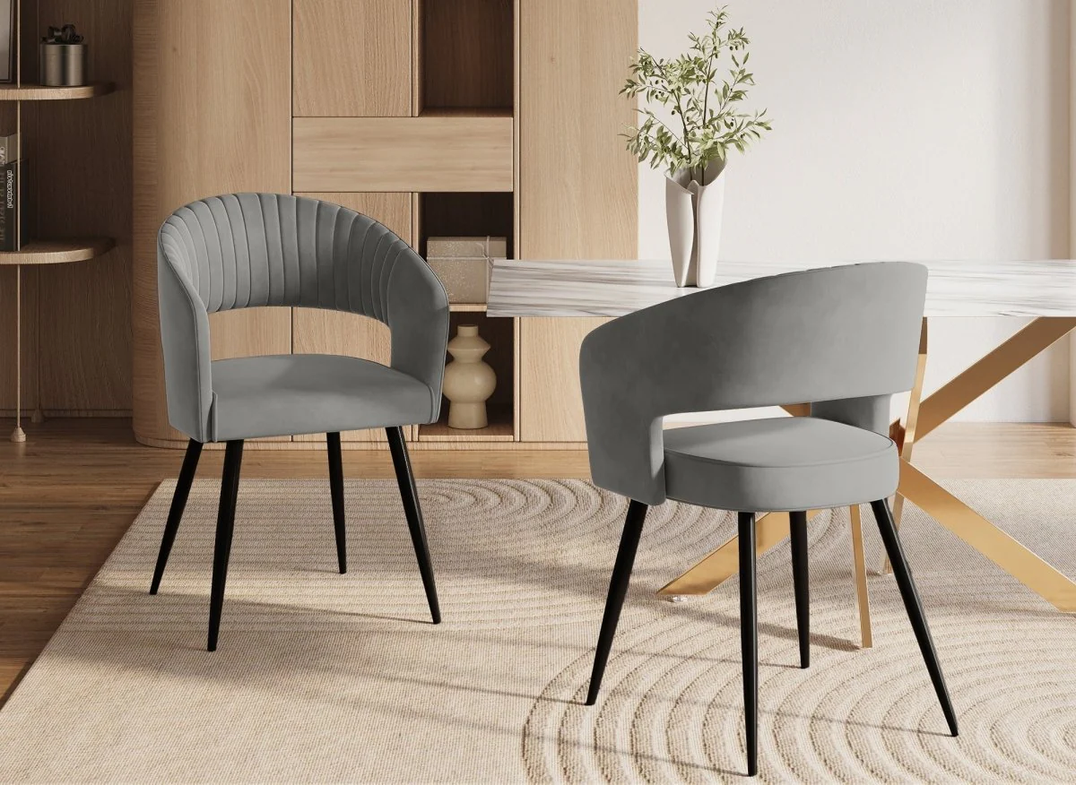Lot de 2 chaises design en velours gris GLORIA - Image 2