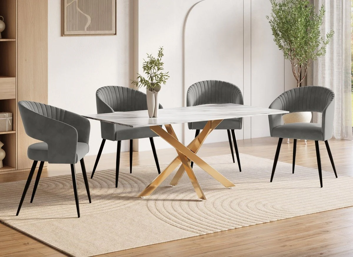 Lot de 2 chaises design en velours gris GLORIA - Image 3