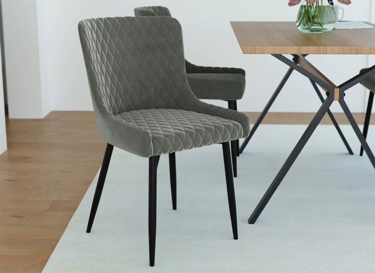 Lot de 2 chaises design en velours gris JENNY - Image 2