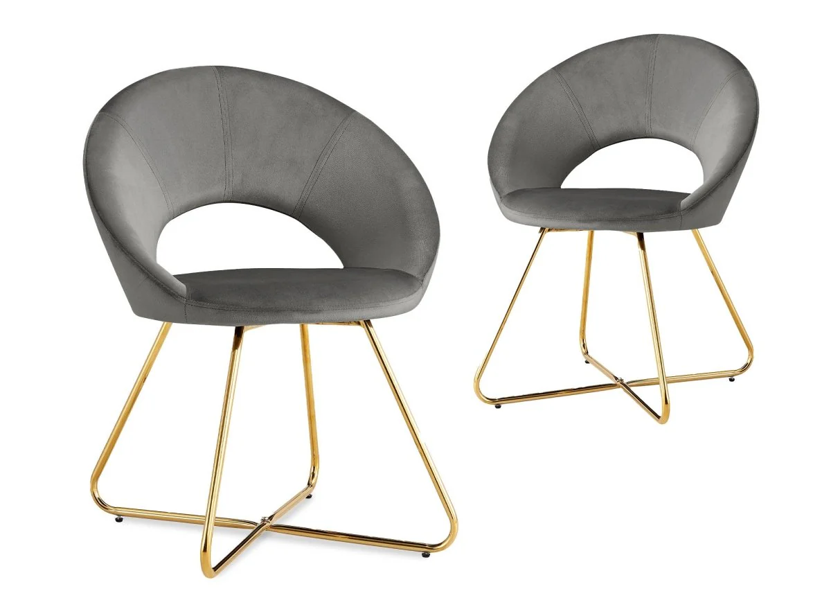 Lot de 2 chaises design en velours gris PETRA
