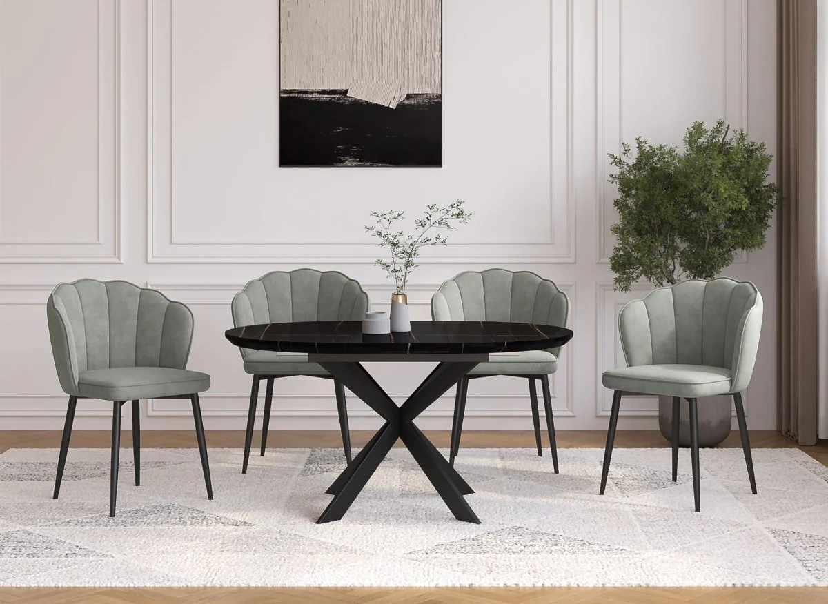 Lot de 2 chaises design en velours gris pieds noirs GARANCE - Image 3