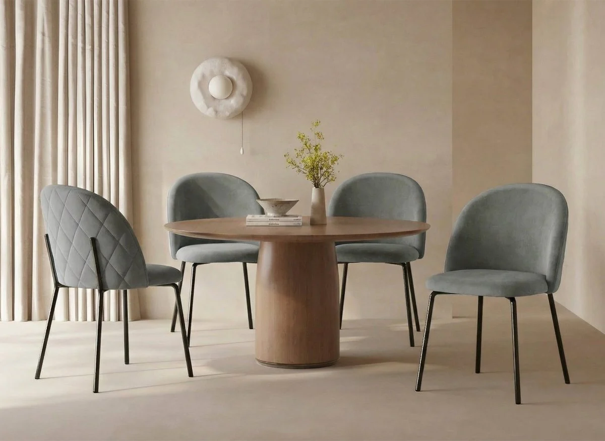 Lot de 2 chaises design en velours gris pieds noirs KENNETH - Image 2