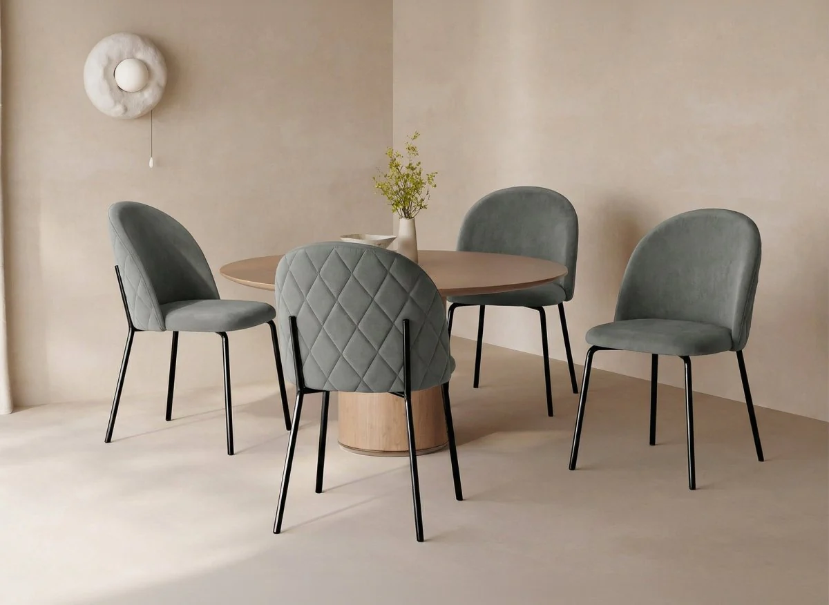Lot de 2 chaises design en velours gris pieds noirs KENNETH - Image 3