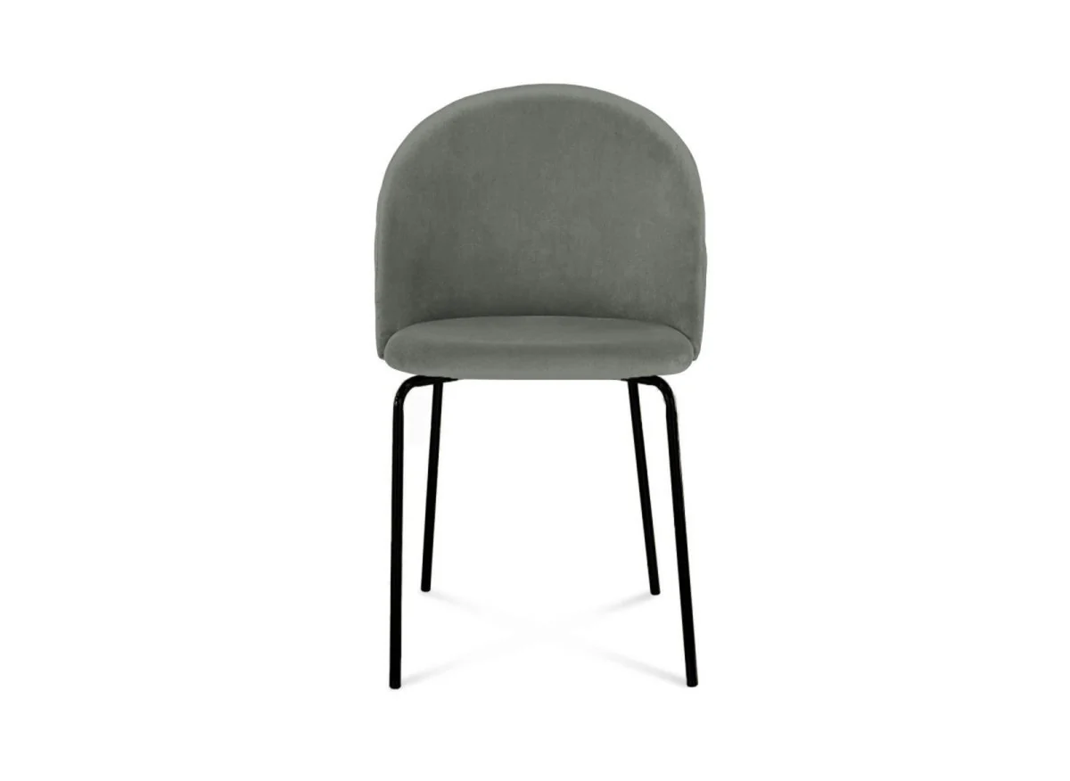 Lot de 2 chaises design en velours gris pieds noirs KENNETH - Image 5