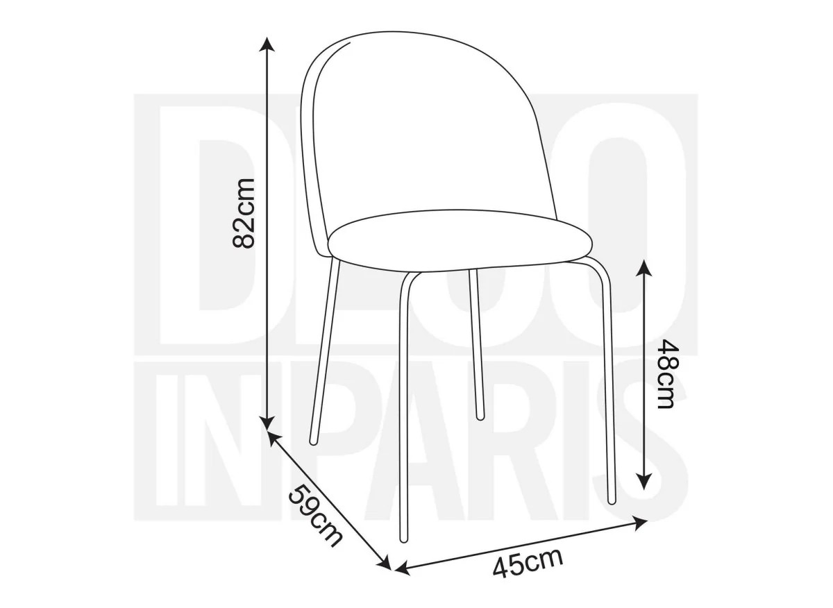 Lot de 2 chaises design en velours gris pieds noirs KENNETH - Image 7