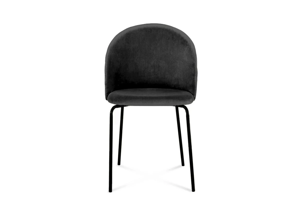 Lot de 2 chaises design en velours noir pieds noirs KENNETH - Image 5