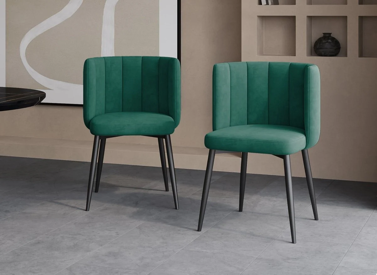 Lot de 2 chaises design en velours vert DEBBY - Image 2