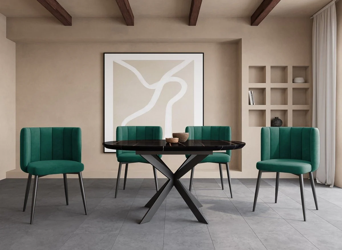 Lot de 2 chaises design en velours vert DEBBY - Image 3