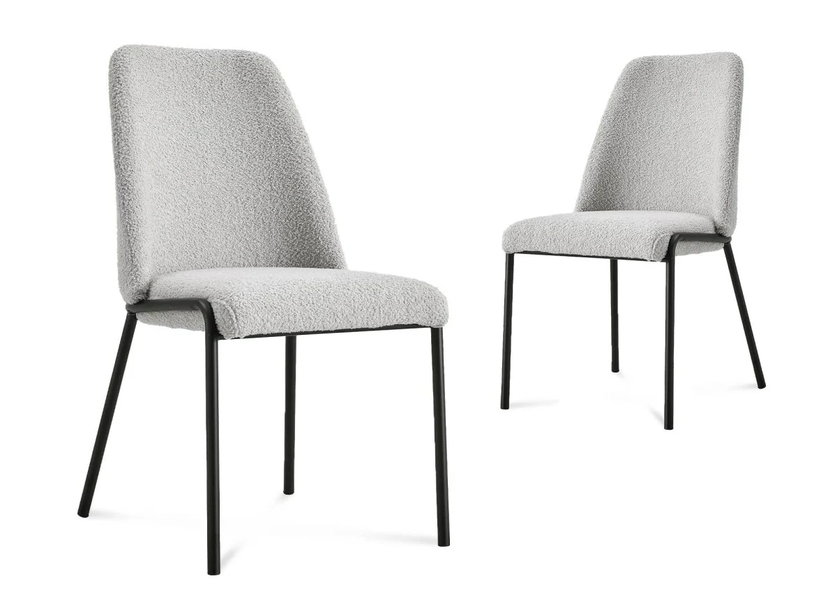 Lot de 2 chaises effet peau de mouton gris APRIL