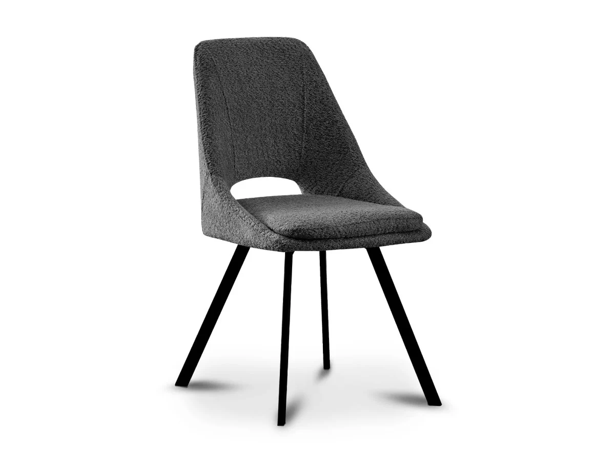Lot de 2 chaises effet peau de mouton gris foncé NARCISSE - Image 2