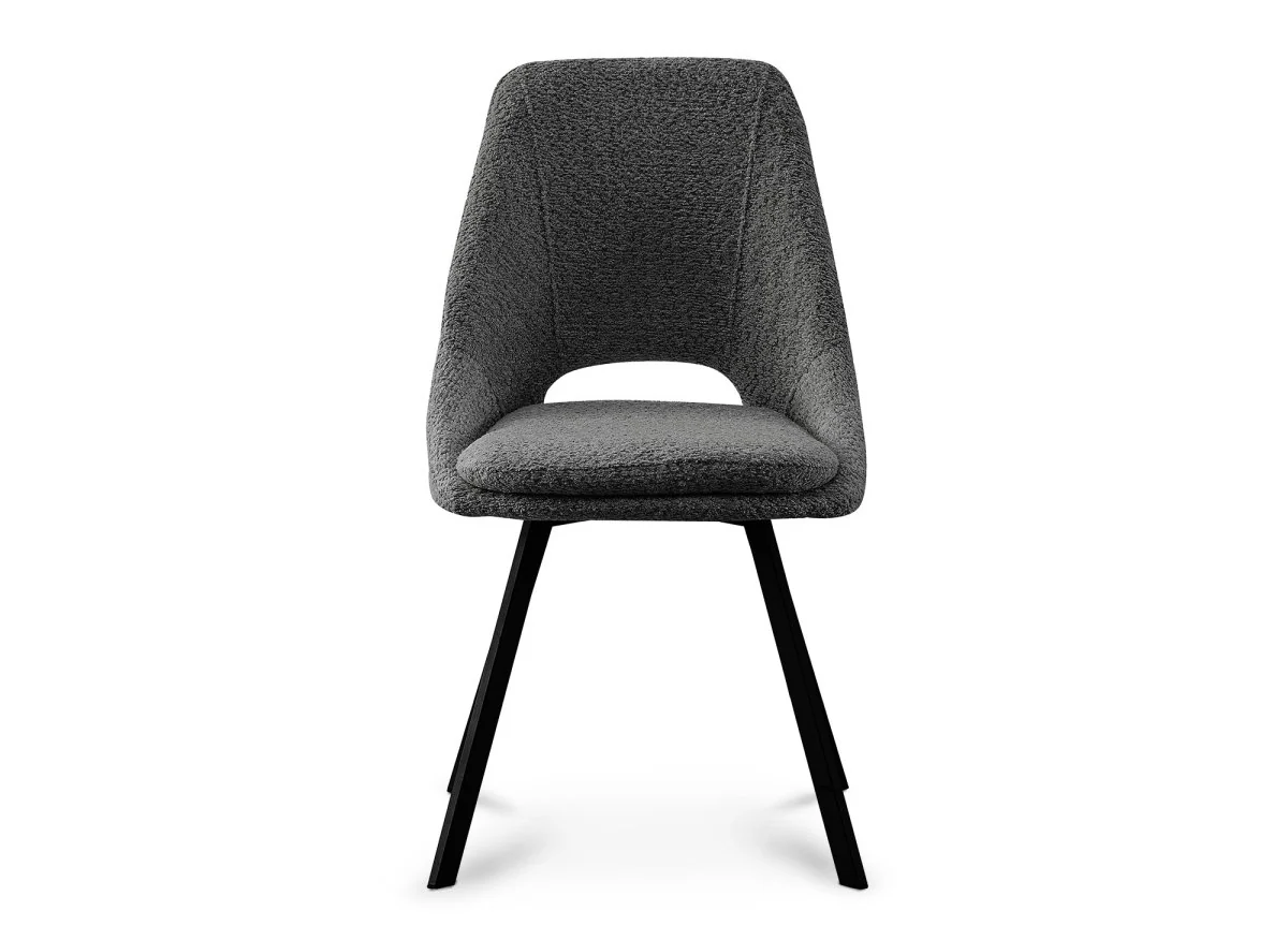 Lot de 2 chaises effet peau de mouton gris foncé NARCISSE - Image 3