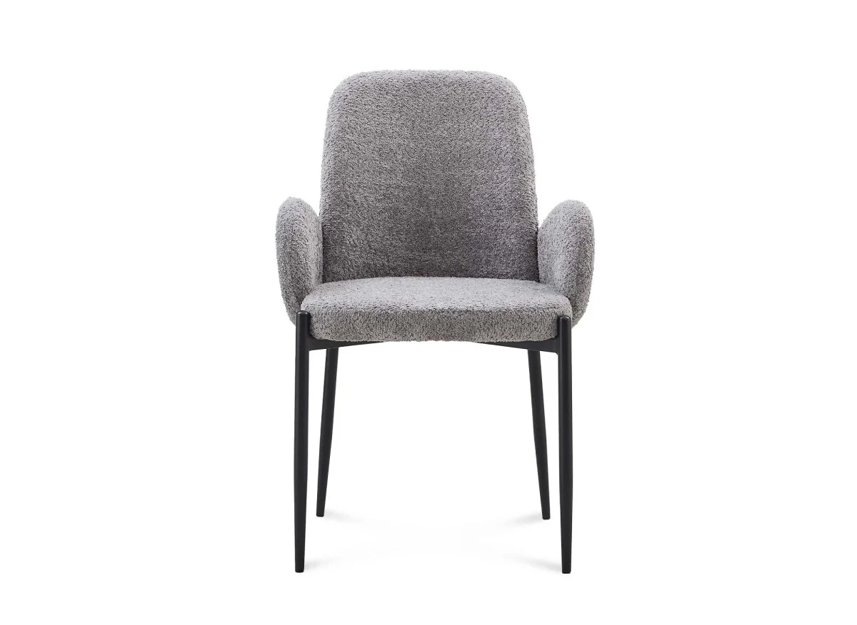 Lot de 2 chaises effet peau de mouton gris KAMILIA - Image 3