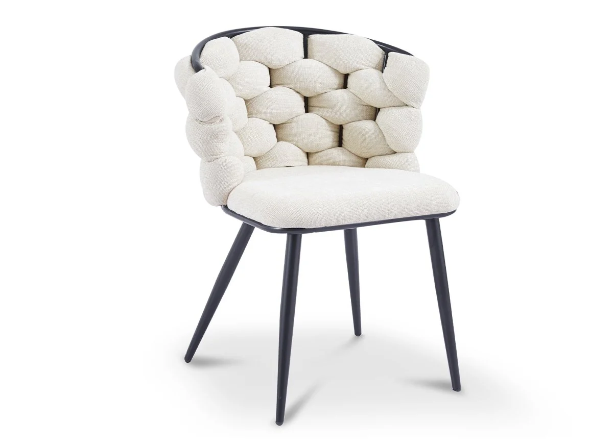 Lot de 2 chaises en tissu beige pieds en métal noir CECILE - Image 2