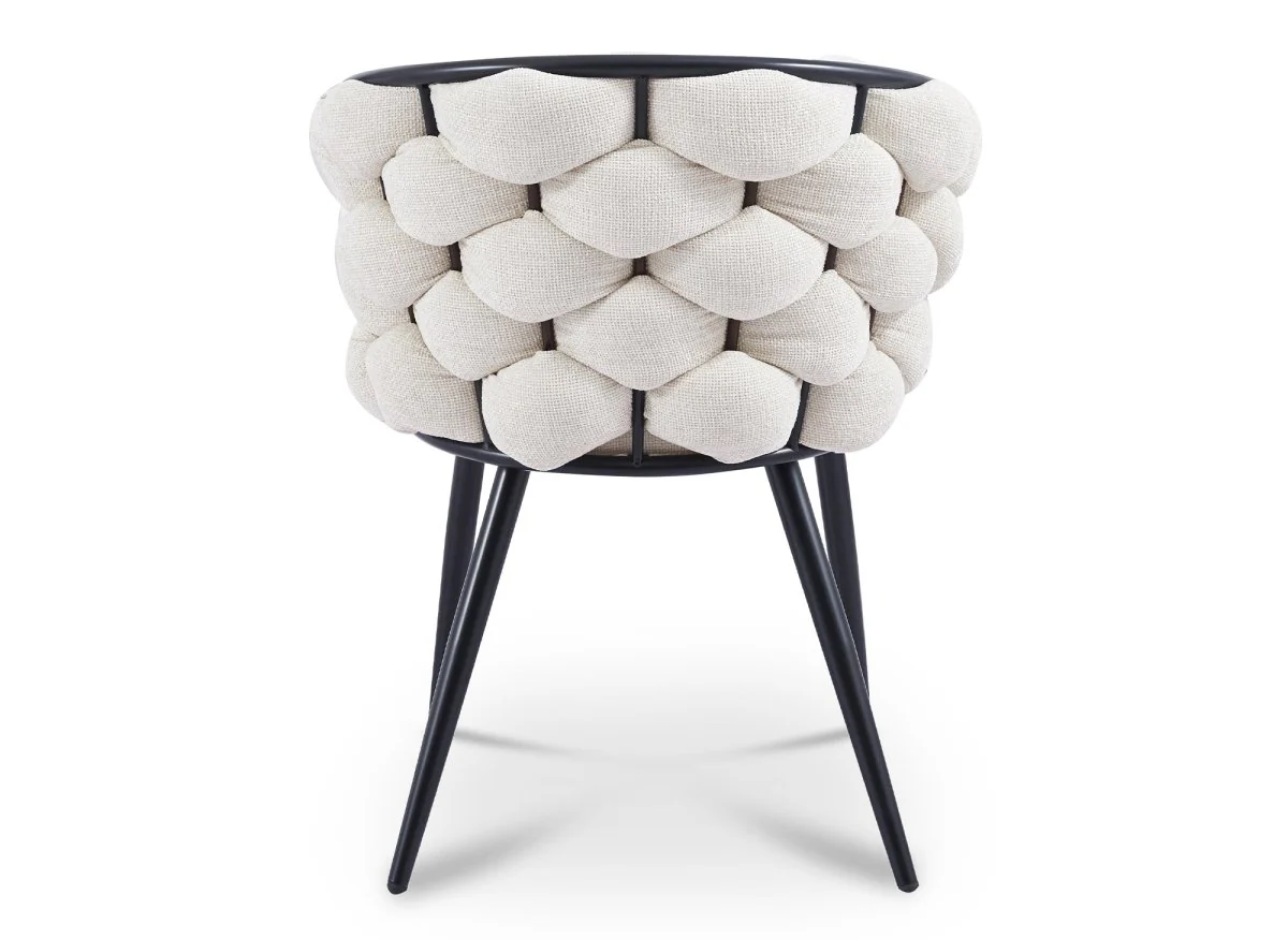 Lot de 2 chaises en tissu beige pieds en métal noir CECILE - Image 5