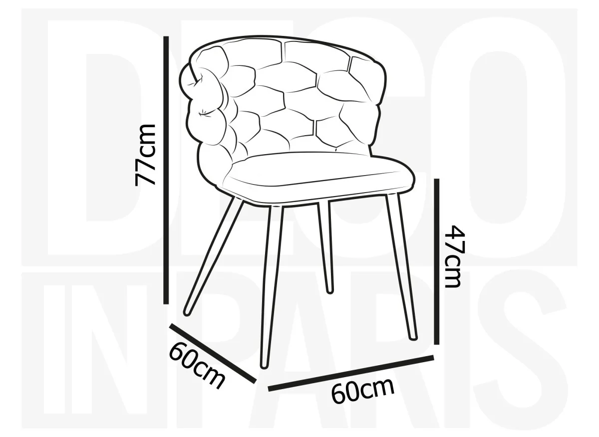 Lot de 2 chaises en tissu gris pieds en métal noir CECILE - Image 6