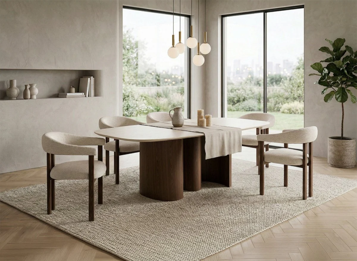 Lot de 2 chaises en tissu texturé écru pieds en métal marron ADRIANA - Image 3
