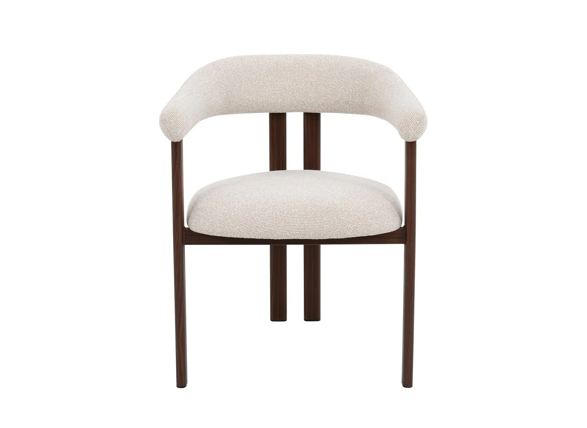 Lot de 2 chaises en tissu texturé écru pieds en métal marron ADRIANA - Image 5
