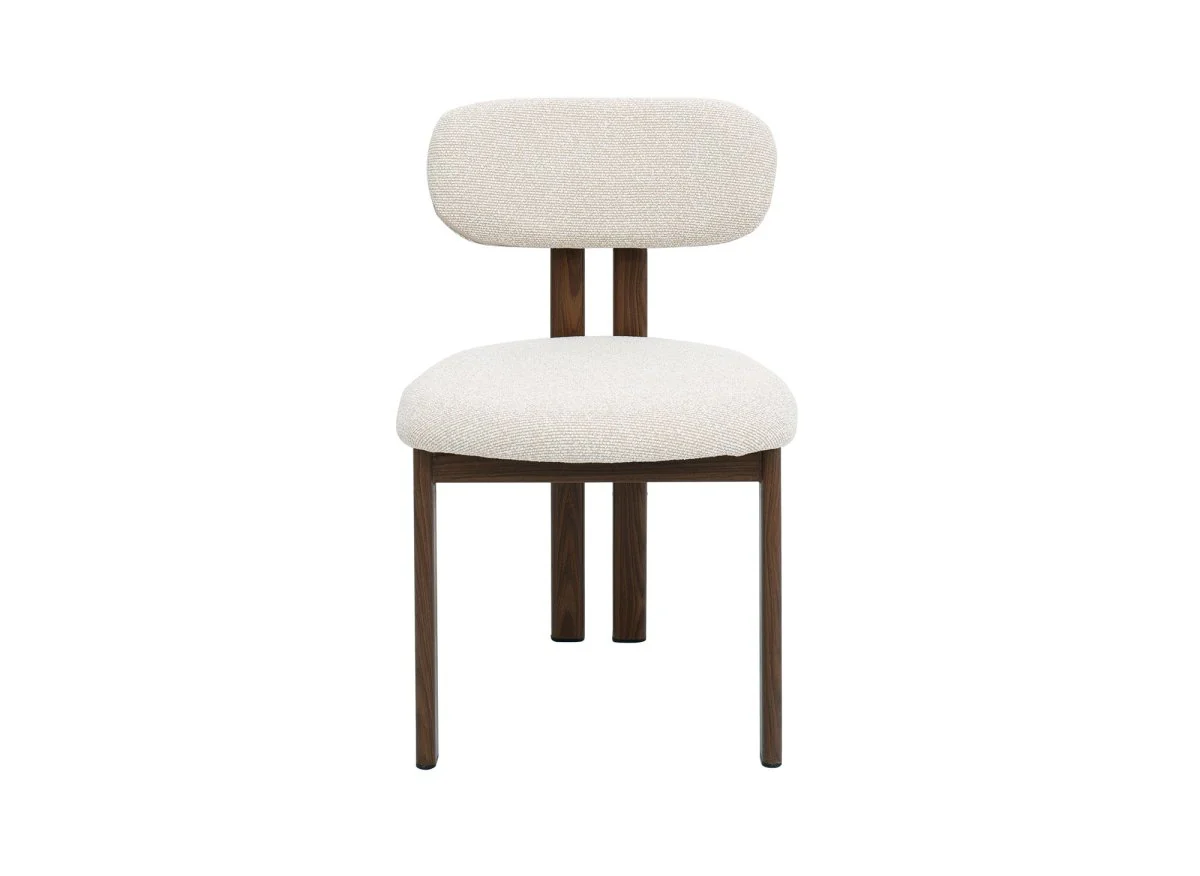 Lot de 2 chaises en tissu texturé écru pieds en métal marron LEONA - Image 5