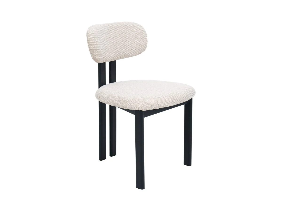Lot de 2 chaises en tissu texturé écru pieds en métal noir LEONA - Image 4