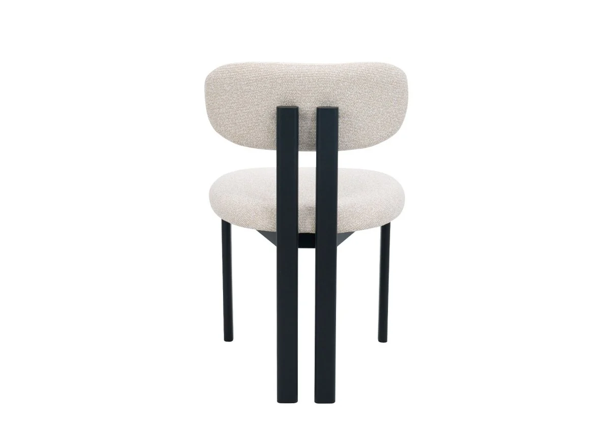 Lot de 2 chaises en tissu texturé écru pieds en métal noir LEONA - Image 7