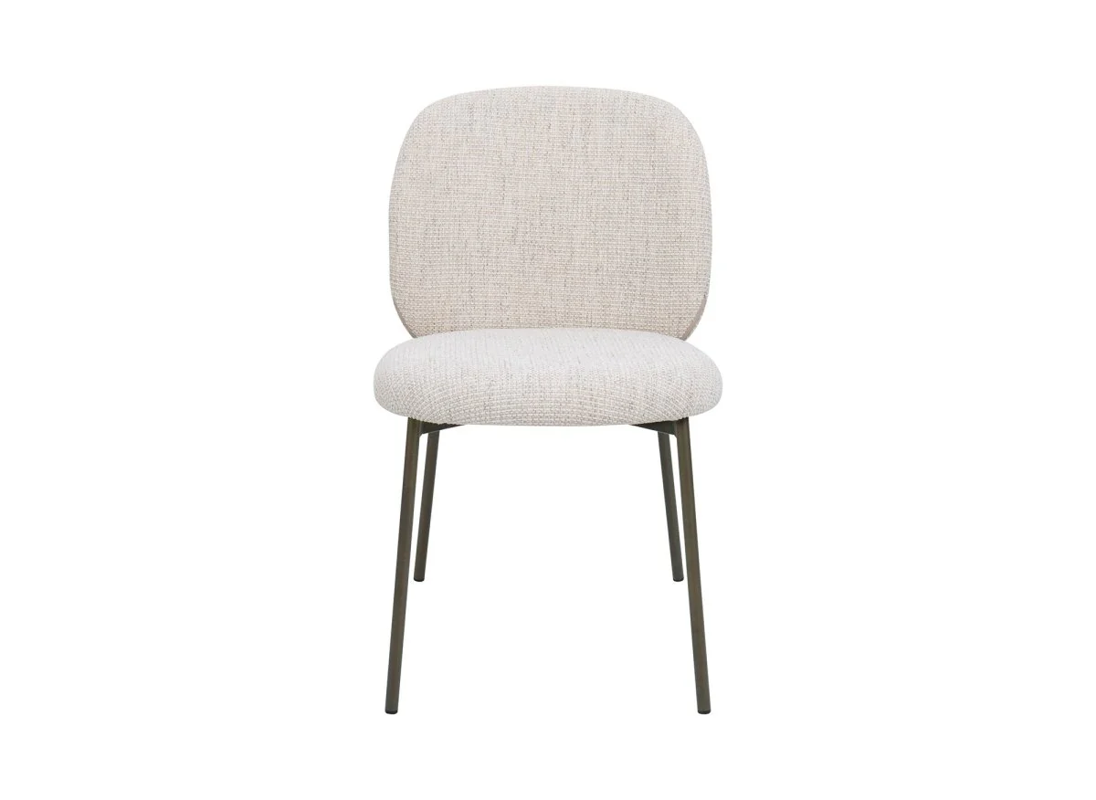 Lot de 2 chaises en tweed écru et pieds en métal marron MARCUS - Image 5