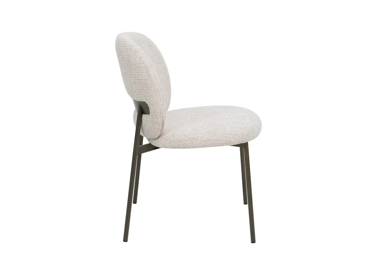 Lot de 2 chaises en tweed écru et pieds en métal marron MARCUS - Image 6