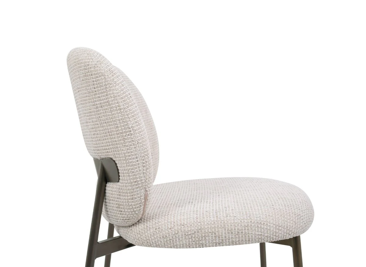 Lot de 2 chaises en tweed écru et pieds en métal marron MARCUS - Image 8