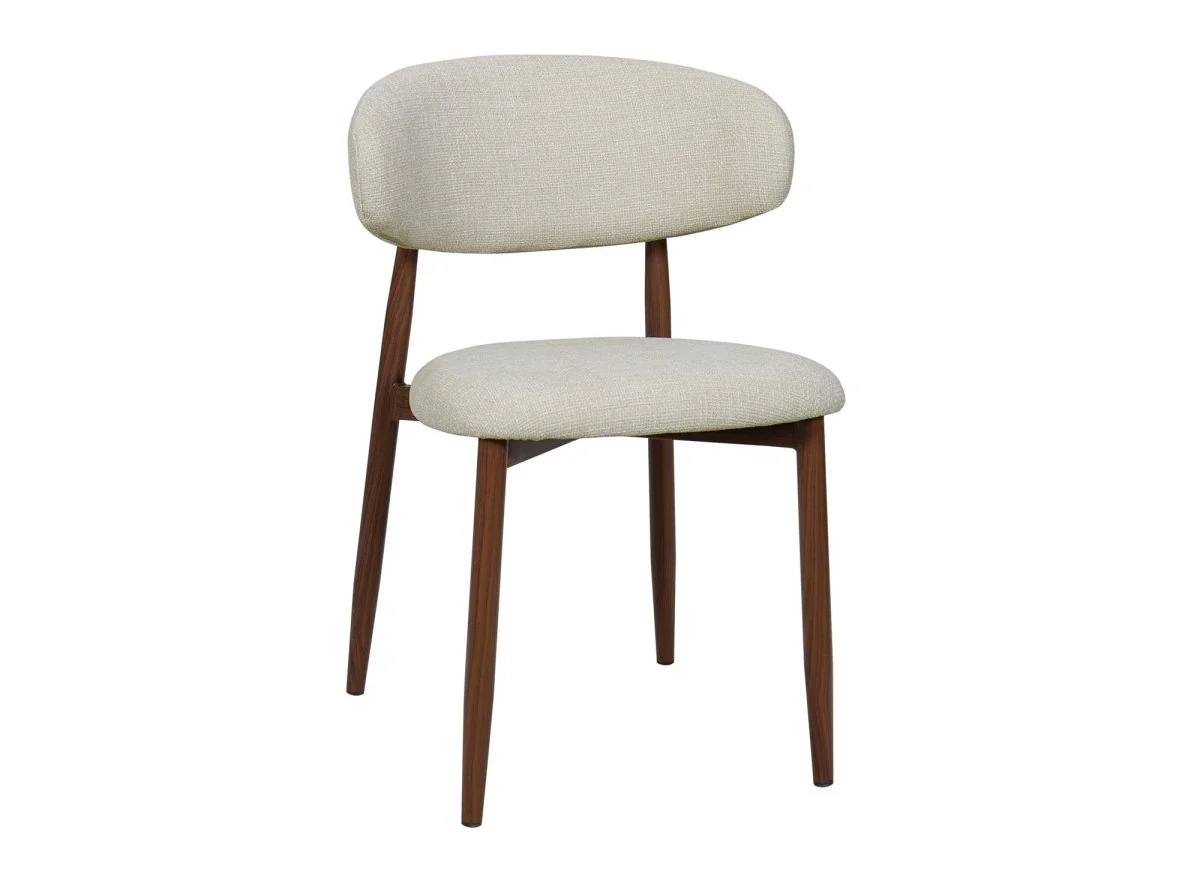 Lot de 2 chaises en tweed écru pieds en métal marron FLAVIA - Image 4