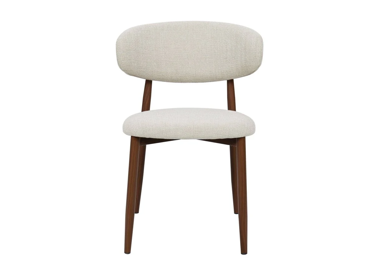 Lot de 2 chaises en tweed écru pieds en métal marron FLAVIA - Image 5