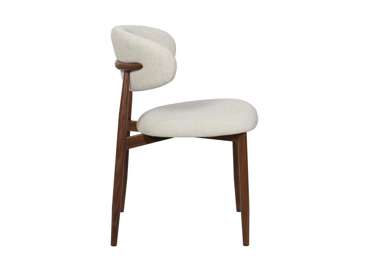 Lot de 2 chaises en tweed écru pieds en métal marron FLAVIA - Image 6