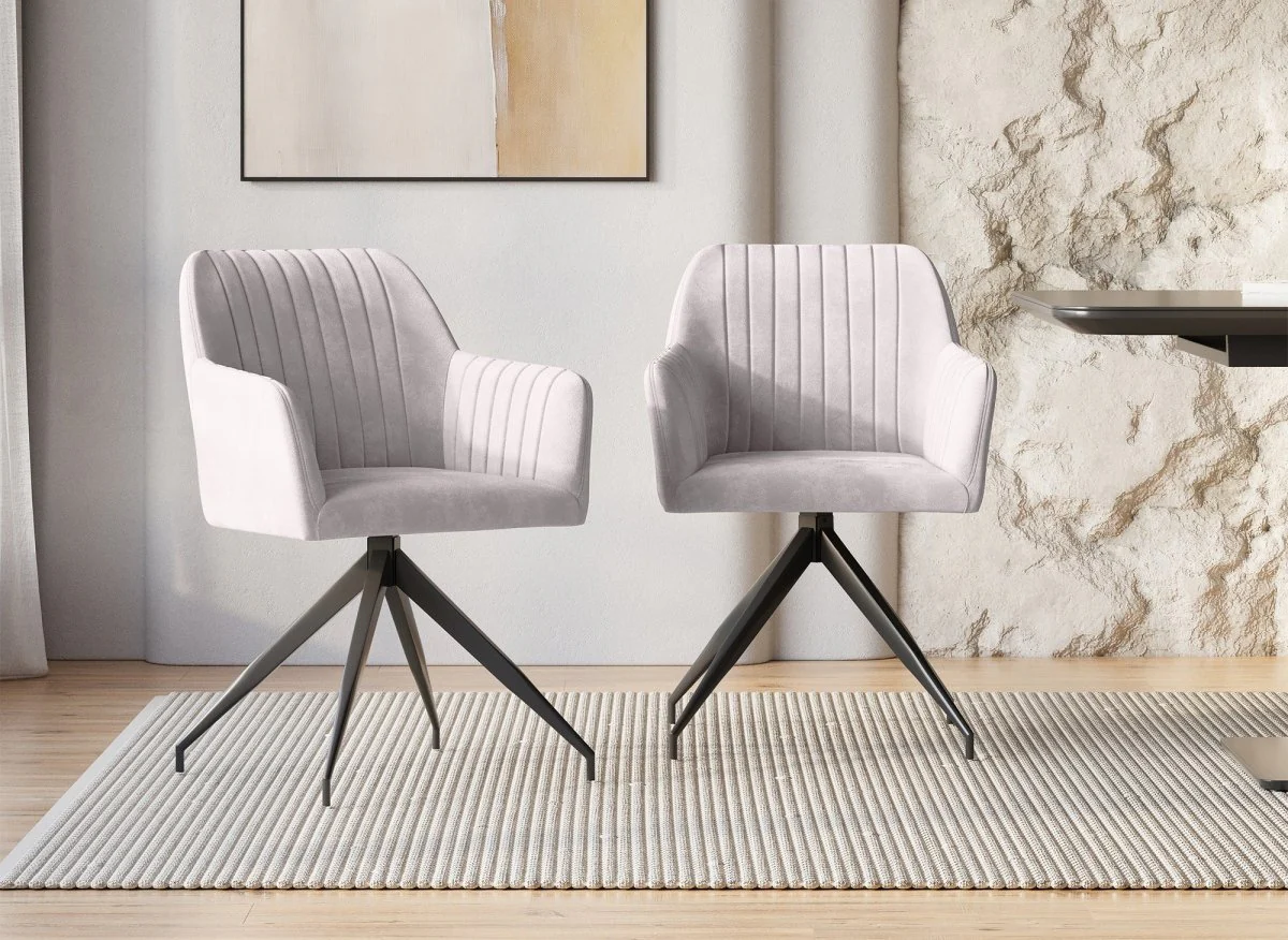Lot de 2 chaises en velours beige pieds en métal noir RATUS - Image 2