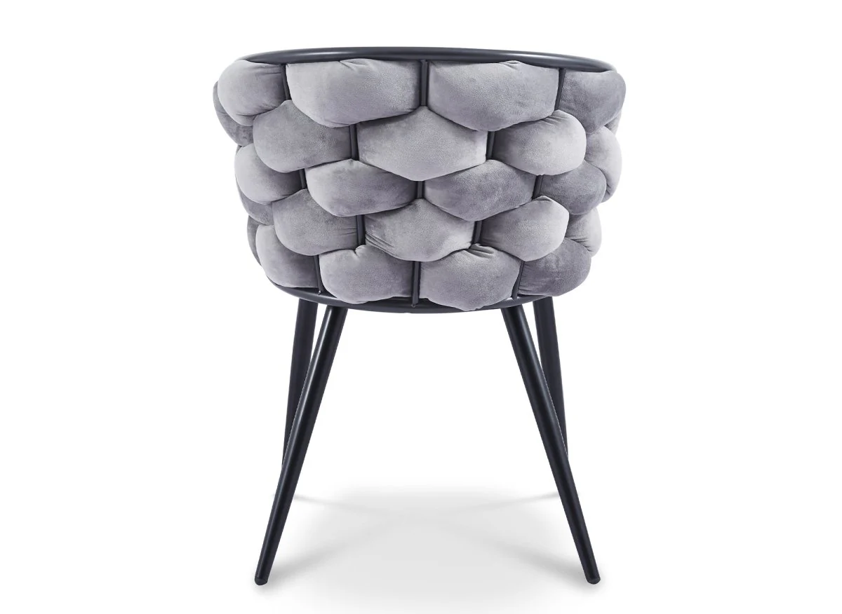 Lot de 2 chaises en velours gris pieds en métal noir CECILE - Image 7