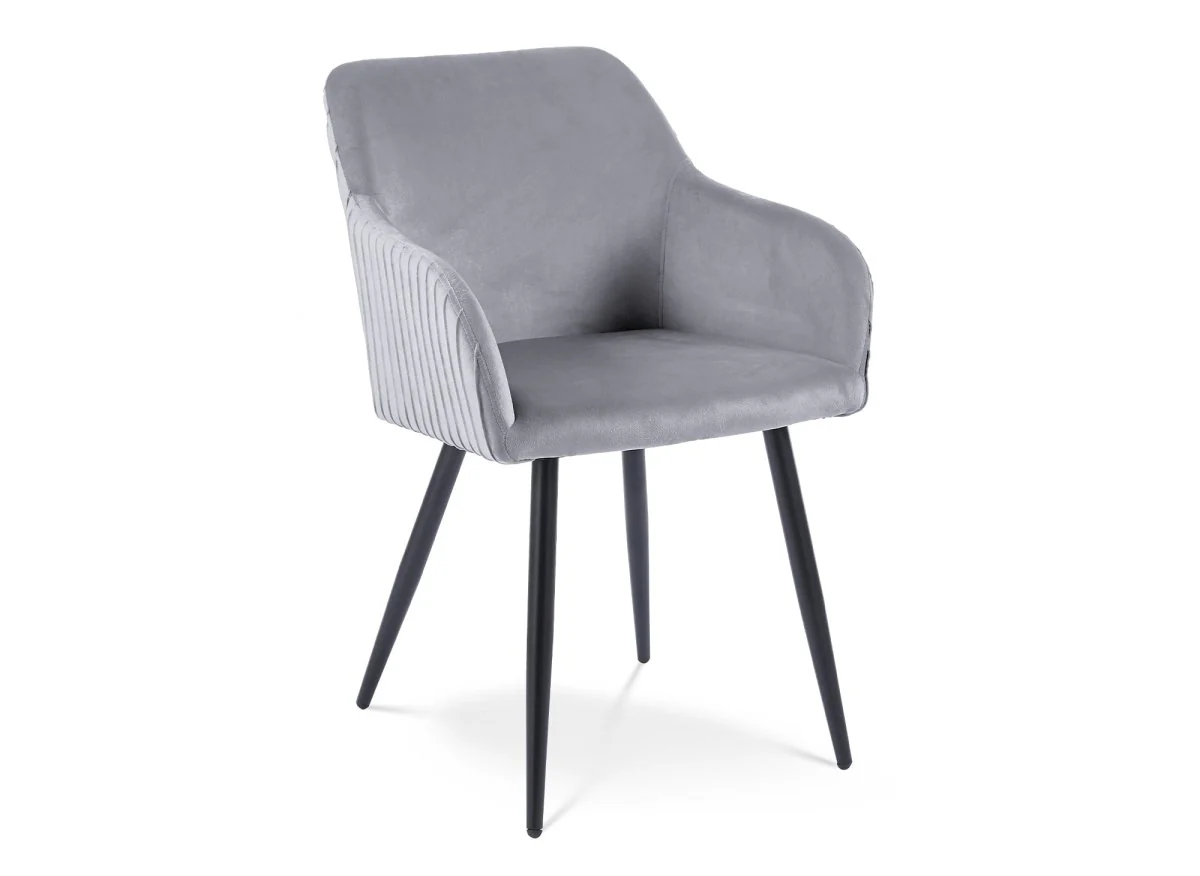 Lot de 2 chaises en velours gris pieds en métal noir DEVOR - Image 4