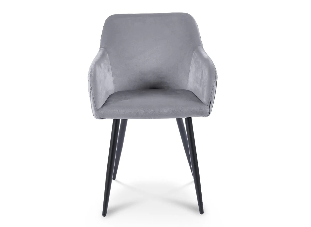 Lot de 2 chaises en velours gris pieds en métal noir DEVOR - Image 5