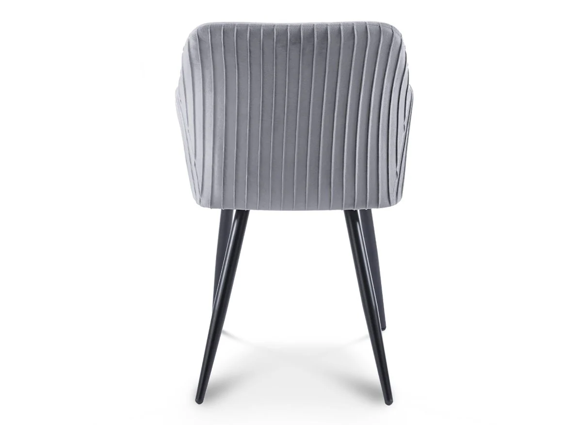 Lot de 2 chaises en velours gris pieds en métal noir DEVOR - Image 7