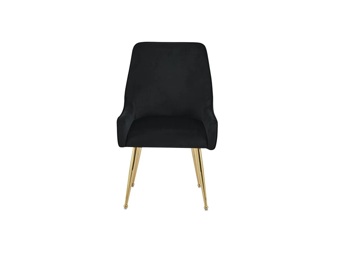 Lot de 2 chaises en velours noir pieds en métal doré DORY - Image 4