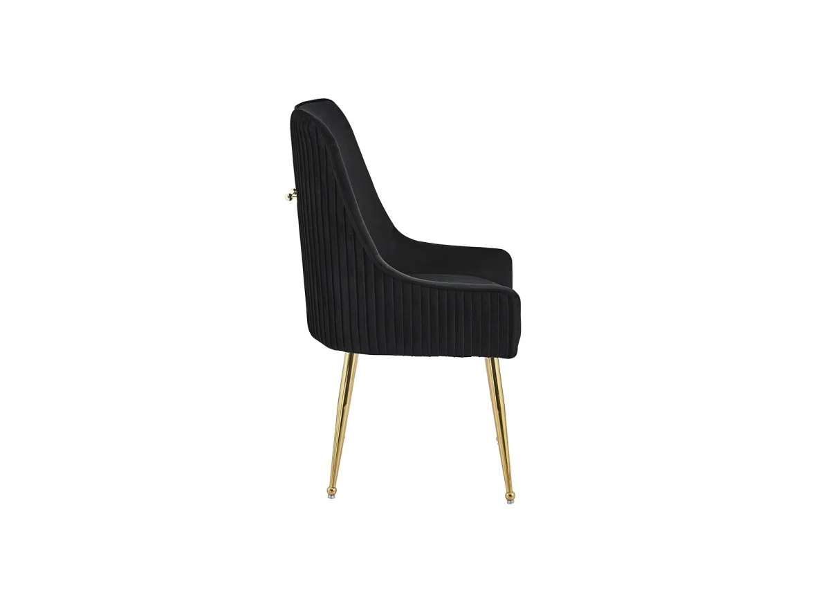 Lot de 2 chaises en velours noir pieds en métal doré DORY - Image 6