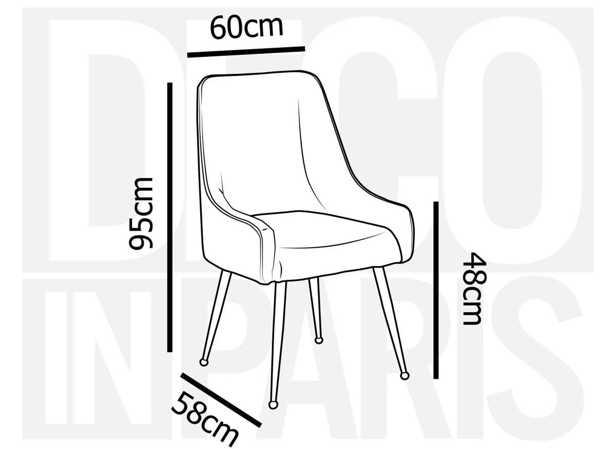 Lot de 2 chaises en velours noir pieds en métal doré DORY - Image 8