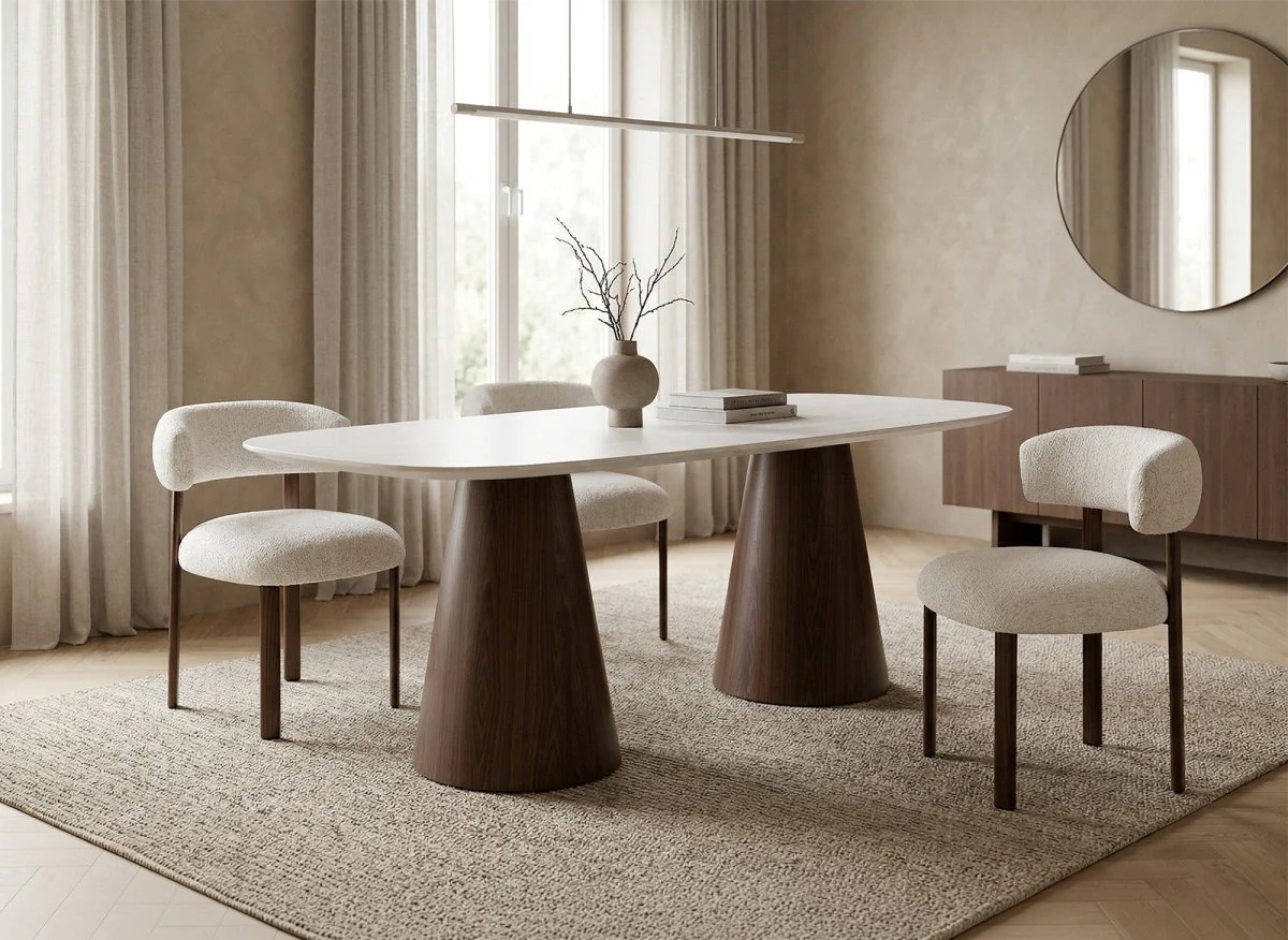 Lot de 2 chaises en velours tissé écru pieds en métal marron LOUISA - Image 3