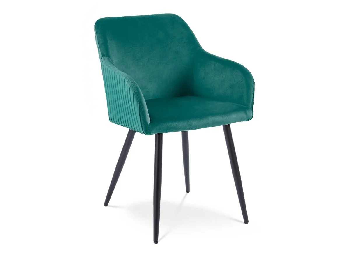 Lot de 2 chaises en velours vert pieds en métal noir DEVOR - Image 4