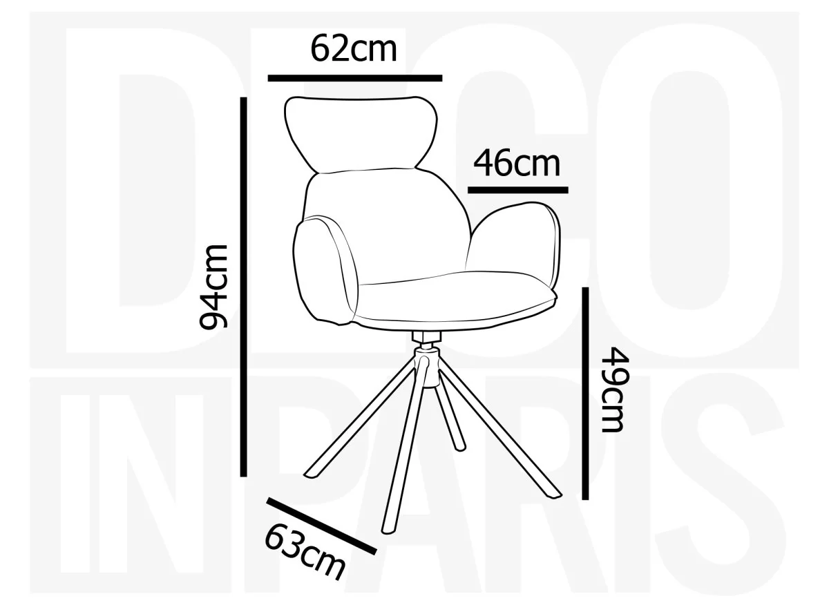 Lot de 2 chaises pivotantes avec accoudoirs en tissu effet peau de mouton gris MAGY - Image 12