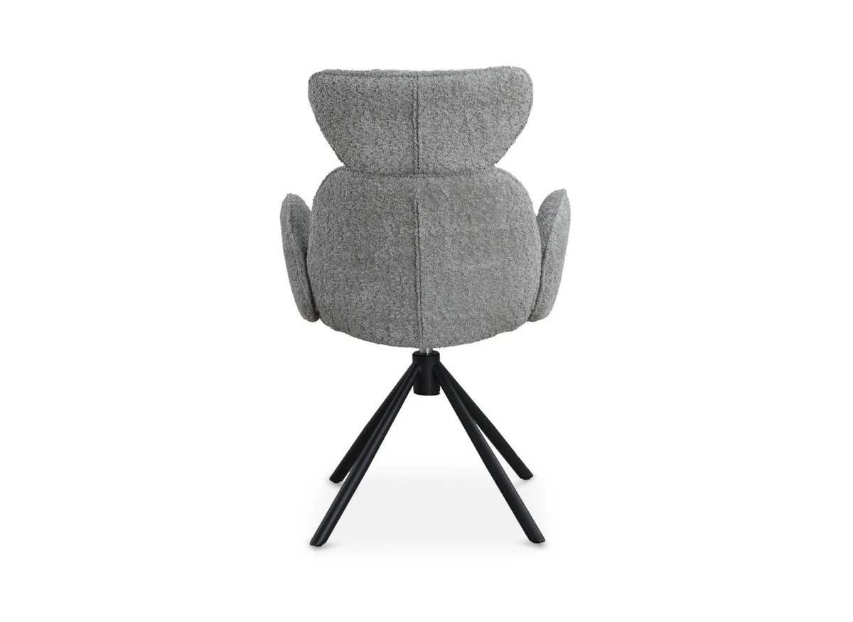 Lot de 2 chaises pivotantes avec accoudoirs en tissu effet peau de mouton gris MAGY - Image 7