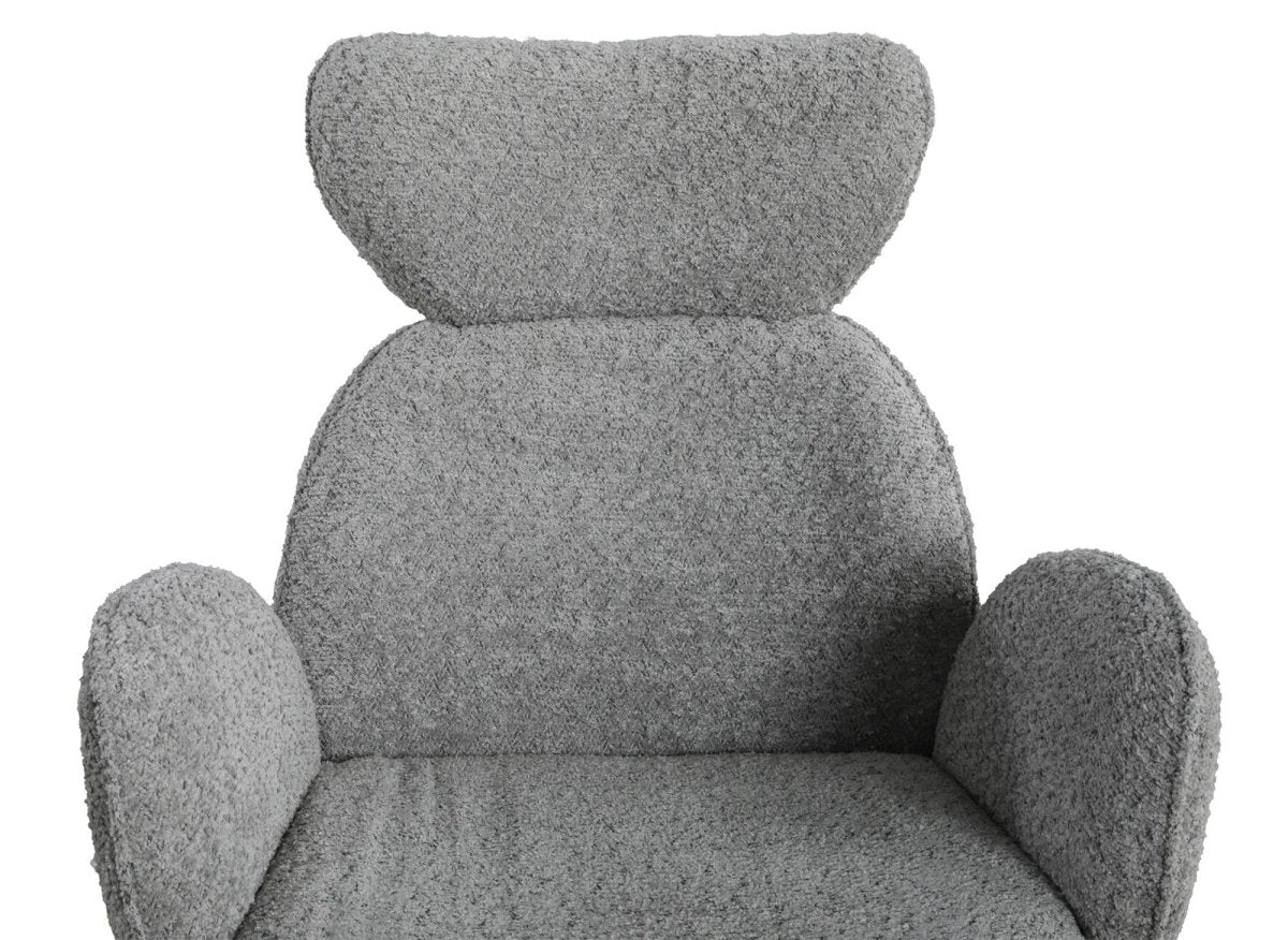 Lot de 2 chaises pivotantes avec accoudoirs en tissu effet peau de mouton gris MAGY - Image 8