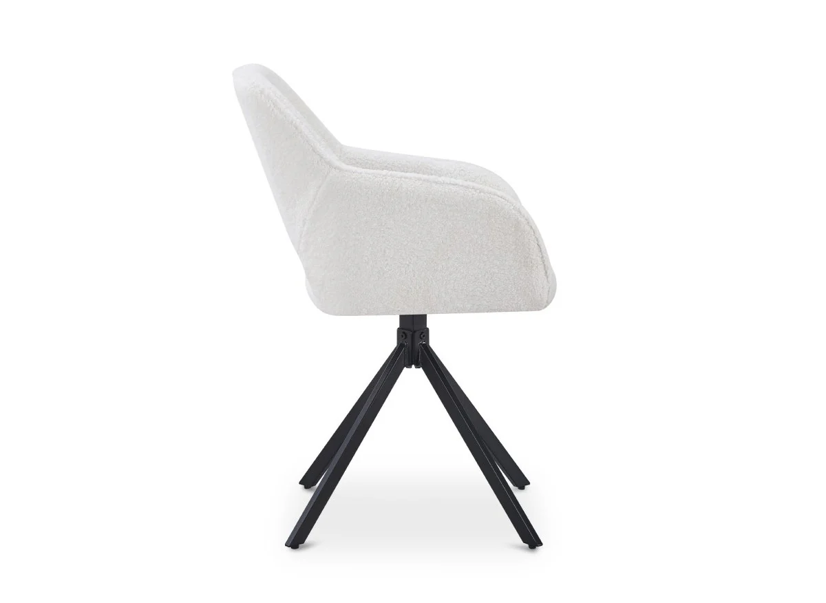 Lot de 2 chaises pivotantes design en tissu bouclette blanc écru CIEL - Image 6