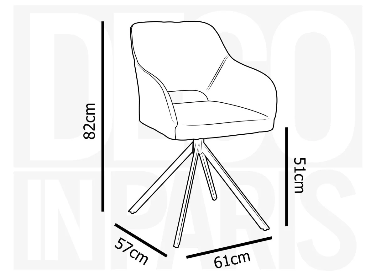 Lot de 2 chaises pivotantes design en tissu bouclette blanc écru CIEL - Image 8