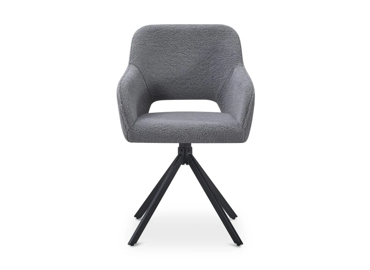 Lot de 2 chaises pivotantes design en tissu bouclette gris CIEL - Image 4