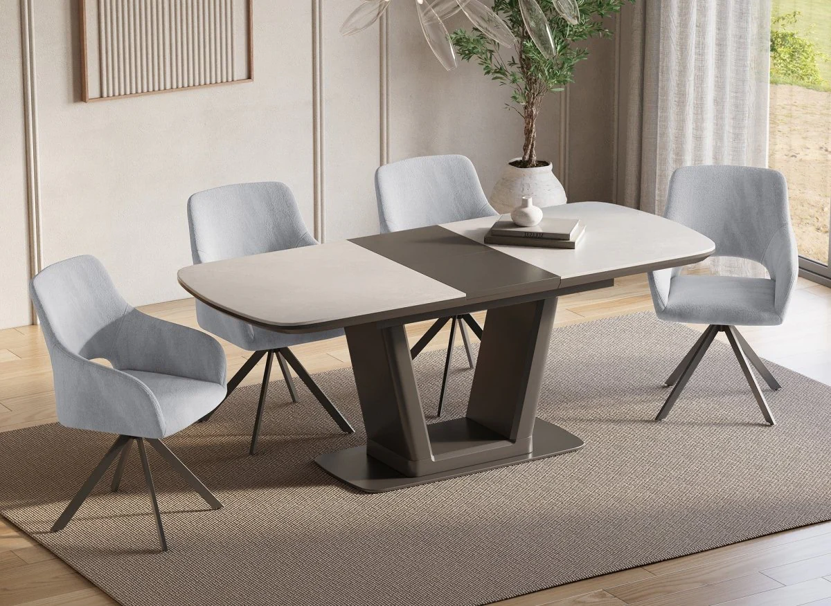 Lot de 2 chaises pivotantes design en velours gris clair CIEL - Image 3