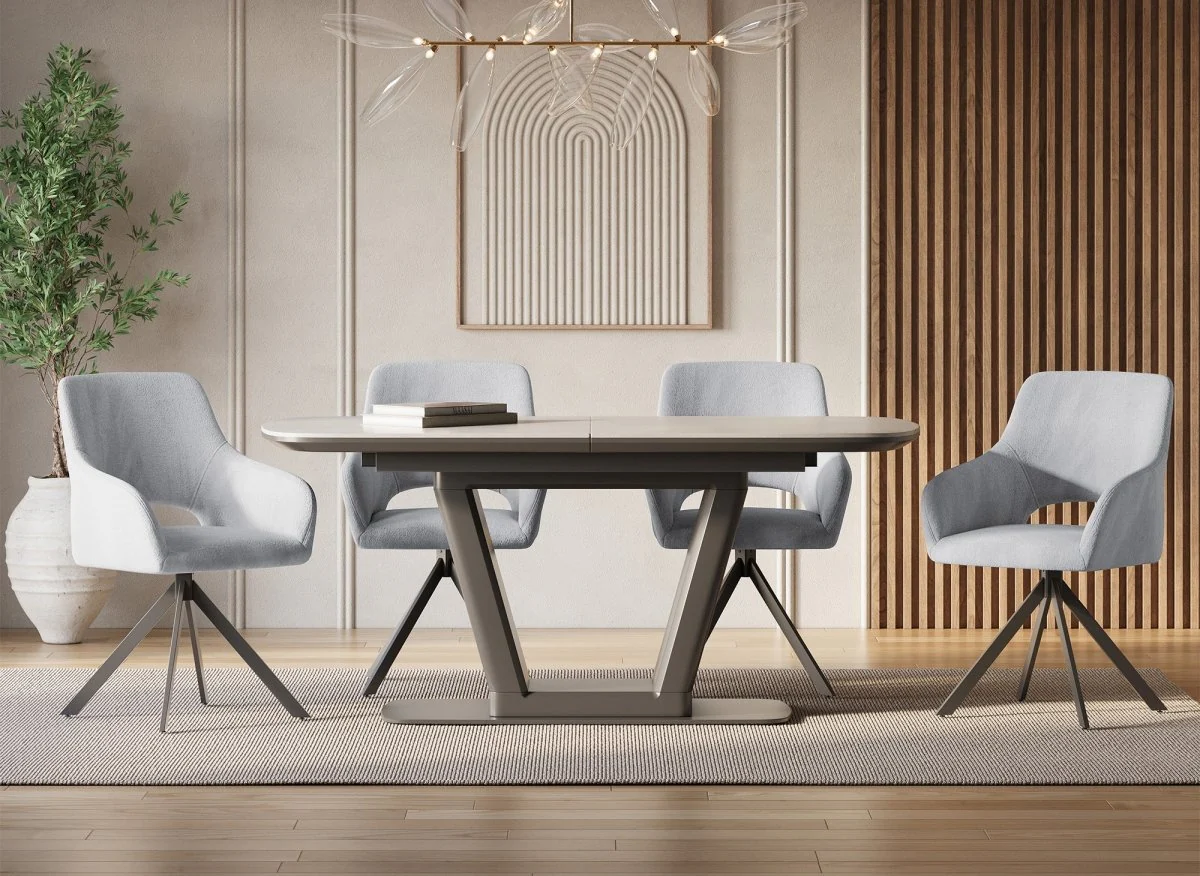 Lot de 2 chaises pivotantes design en velours gris clair CIEL - Image 4