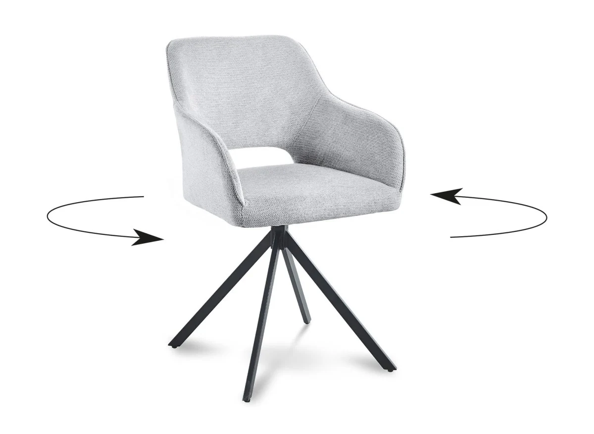 Lot de 2 chaises pivotantes design en velours gris clair CIEL - Image 5