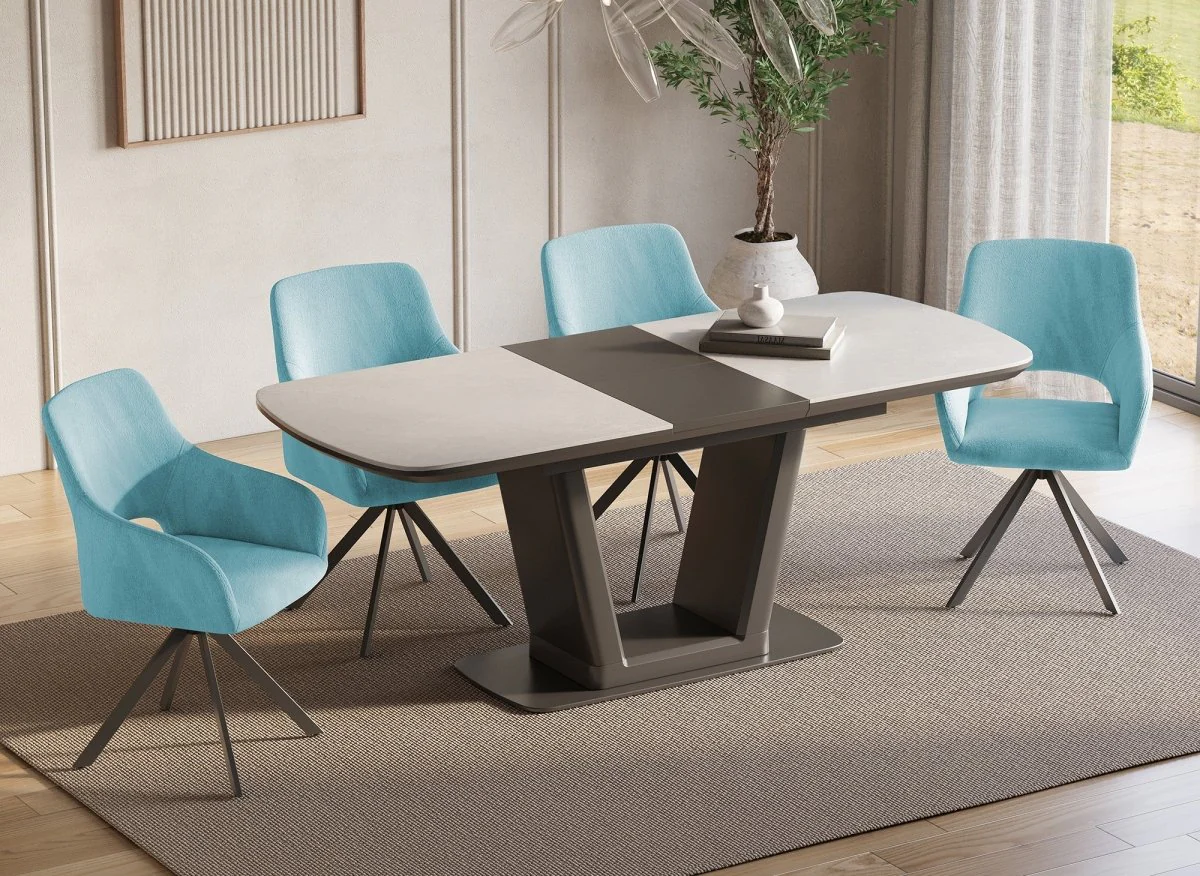 Lot de 2 chaises pivotantes design en velours vert d'eau CIEL - Image 3